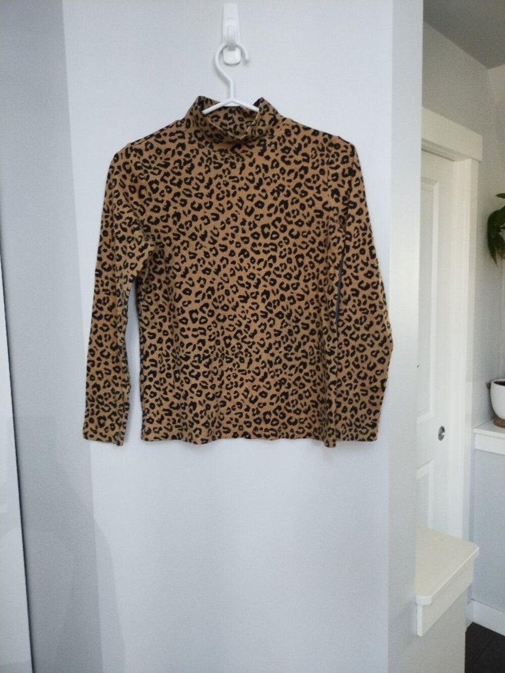 Karen Scott leopard print cotton blend turtleneck